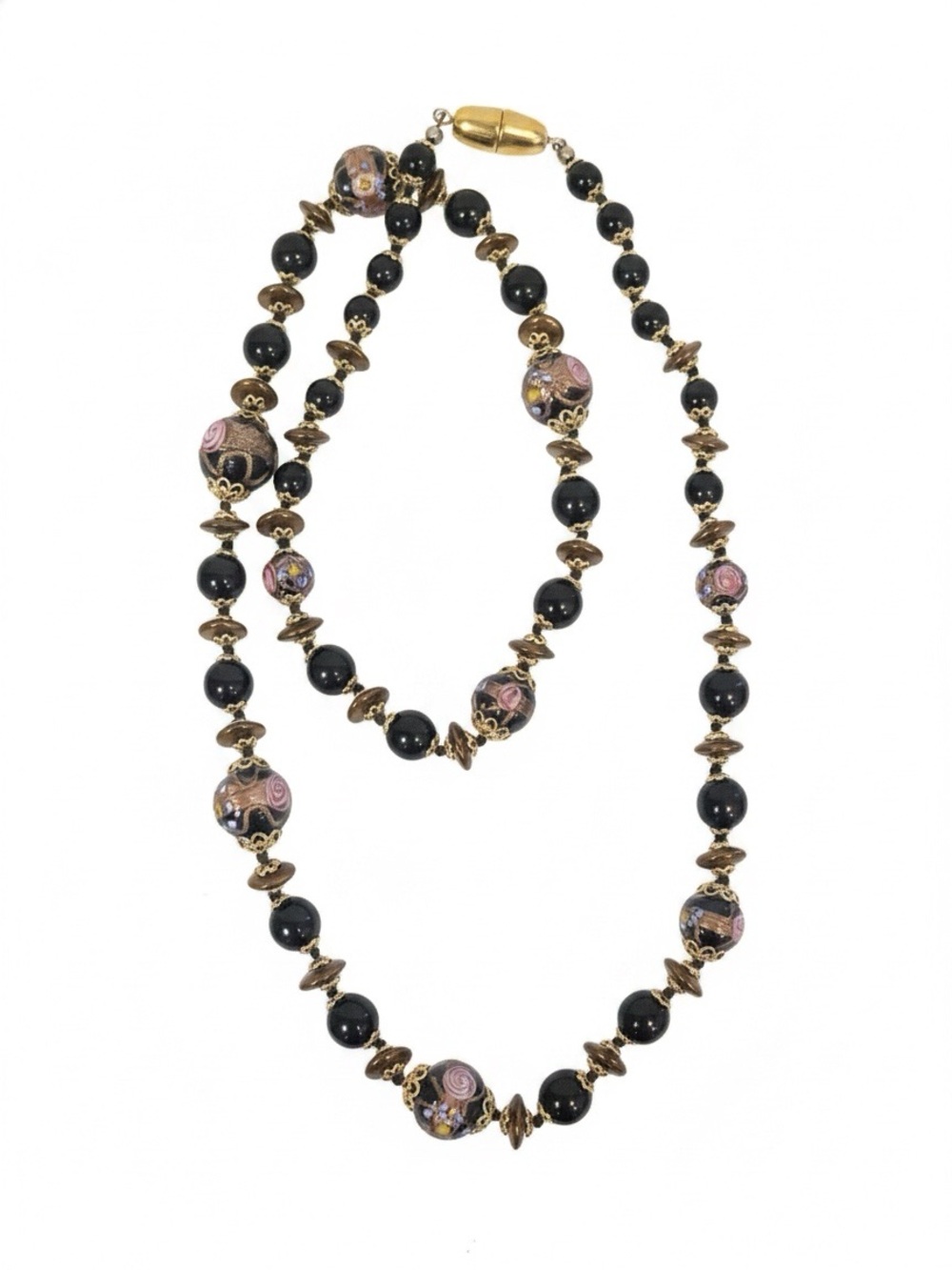 Vintage Venetian Murano Wedding Cake Beads Necklace